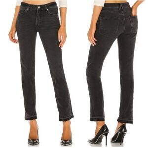 Free People We The Free Cuffed Slim Boyfriend Jeans Distressed Black Size 28